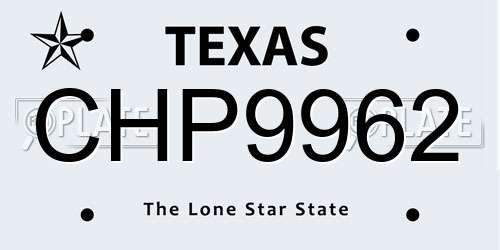 CHP9962 Texas License Plate