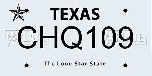 CHQ109 Texas License Plate