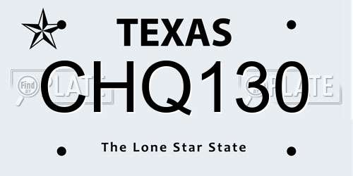 CHQ130 Texas License Plate