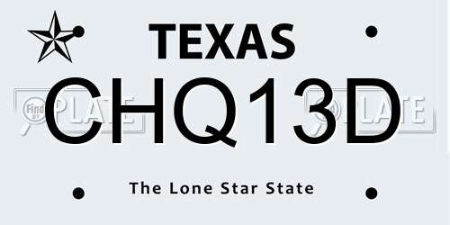 CHQ13D Texas License Plate