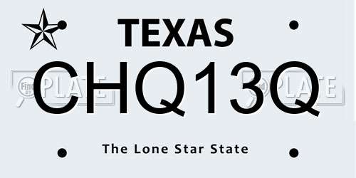 CHQ13Q Texas License Plate