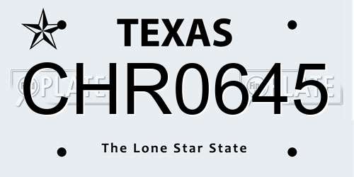 CHR0645 Texas License Plate