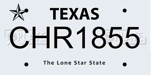 CHR1855 Texas License Plate