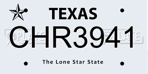 CHR3941 Texas License Plate
