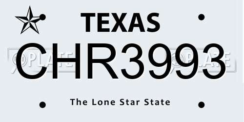 CHR3993 Texas License Plate