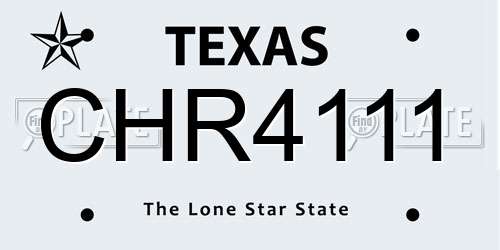 CHR4111 Texas License Plate