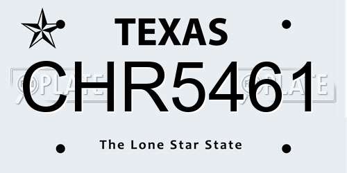 CHR5461 Texas License Plate