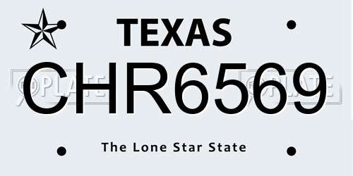 CHR6569 Texas License Plate
