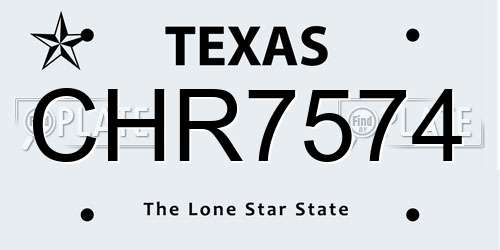 CHR7574 Texas License Plate