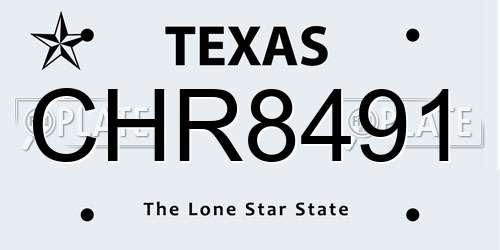 CHR8491 Texas License Plate