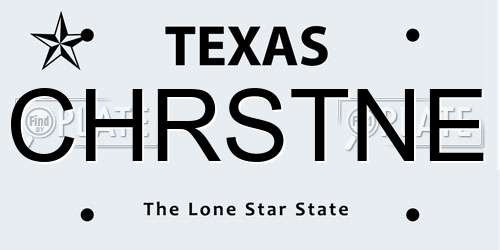 CHRSTNE Texas License Plate