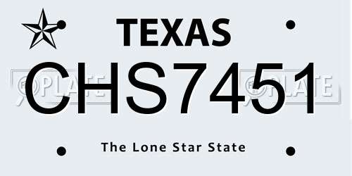 CHS7451 Texas License Plate