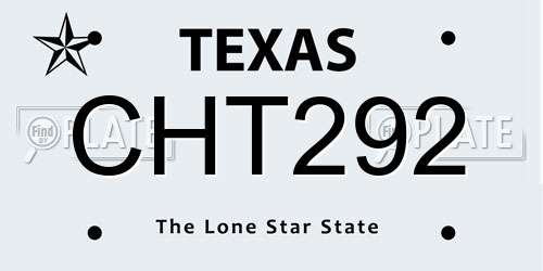 CHT292 Texas License Plate