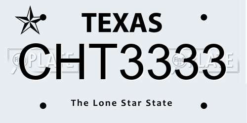 CHT3333 Texas License Plate