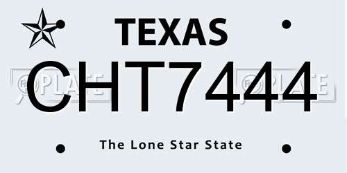 CHT7444 Texas License Plate