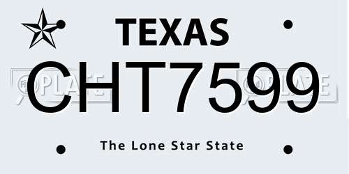 CHT7599 Texas License Plate
