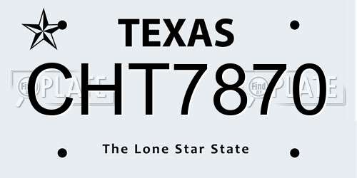 CHT7870 Texas License Plate