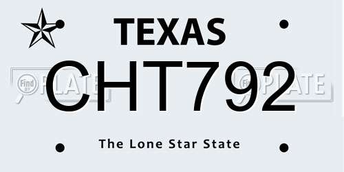 CHT792 Texas License Plate