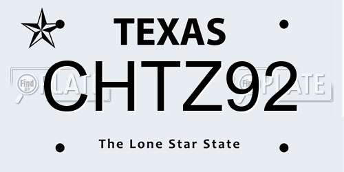 CHTZ92 Texas License Plate