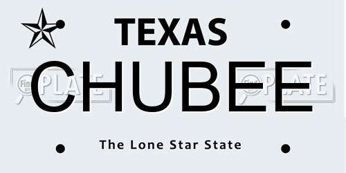 CHUBEE Texas License Plate