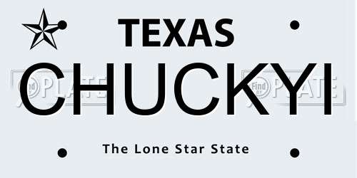CHUCKYI Texas License Plate