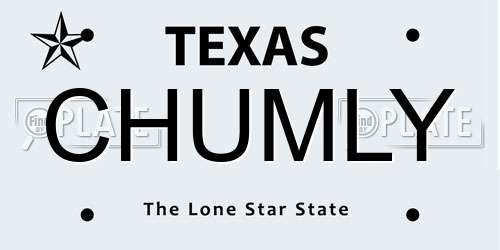 CHUMLY Texas License Plate