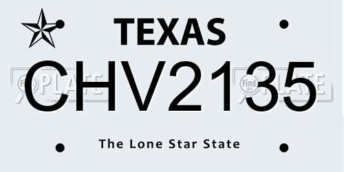 CHV2135 Texas License Plate