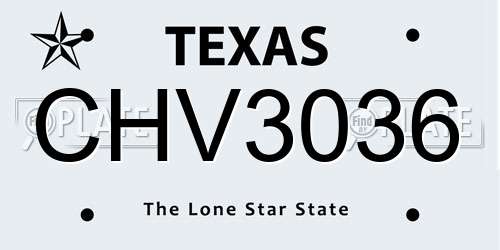 CHV3036 Texas License Plate