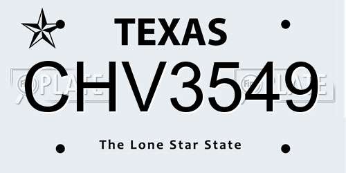 CHV3549 Texas License Plate