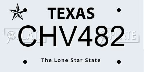 CHV482 Texas License Plate