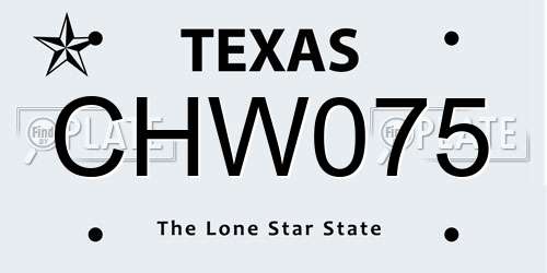 CHW075 Texas License Plate