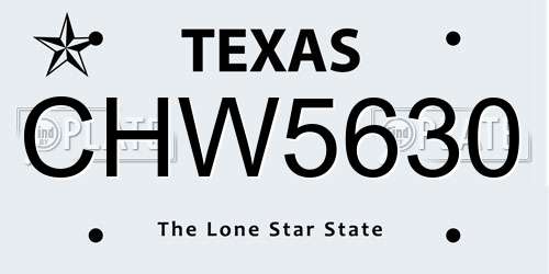 CHW5630 Texas License Plate