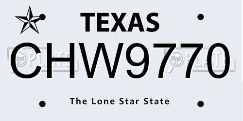 CHW9770 Texas License Plate