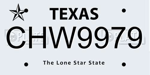 CHW9979 Texas License Plate