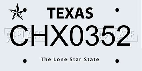 CHX0352 Texas License Plate