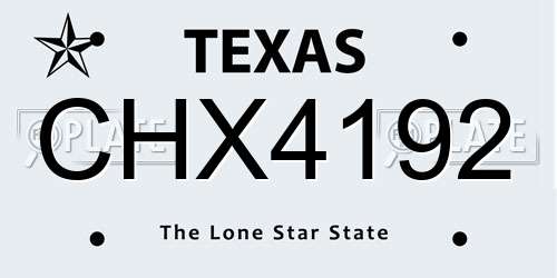 CHX4192 Texas License Plate