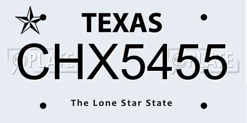 CHX5455 Texas License Plate