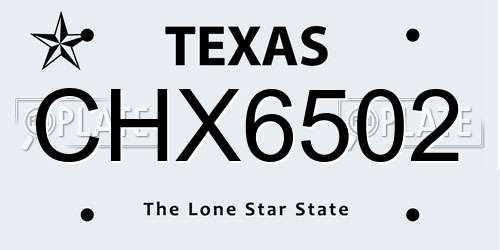 CHX6502 Texas License Plate