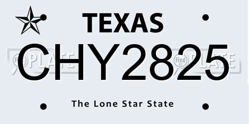 CHY2825 Texas License Plate