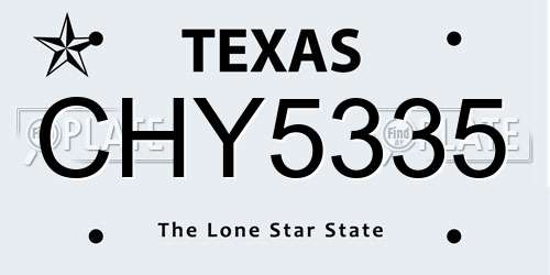CHY5335 Texas License Plate