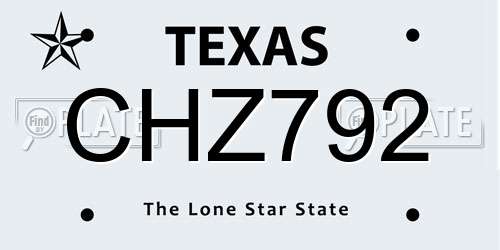 CHZ792 Texas License Plate