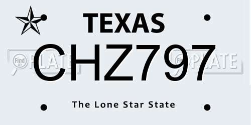 CHZ797 Texas License Plate