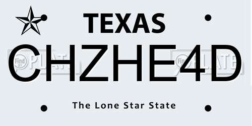 CHZHE4D Texas License Plate