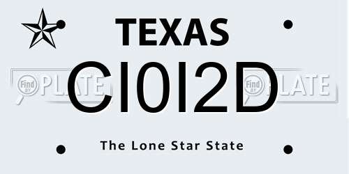CI0I2D Texas License Plate