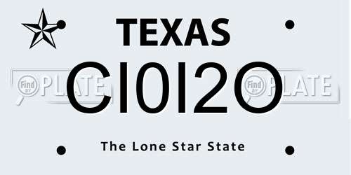 CI0I2O Texas License Plate