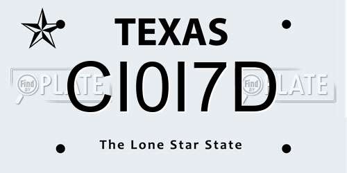 CI0I7D Texas License Plate