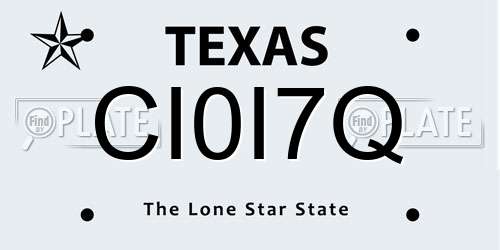 CI0I7Q Texas License Plate