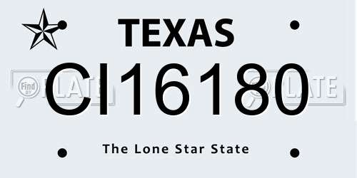 CI16180 Texas License Plate