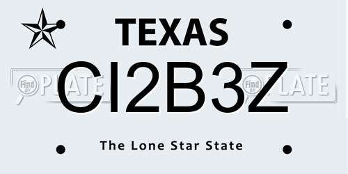 CI2B3Z Texas License Plate