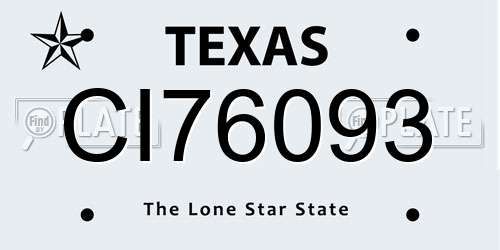 CI76093 Texas License Plate